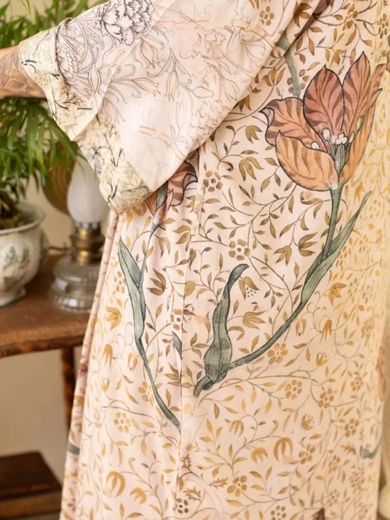 Market of Stars Folklore Opera Floral Botanical Print Kimono Robe with Tie Waist - Picture 6 of 8